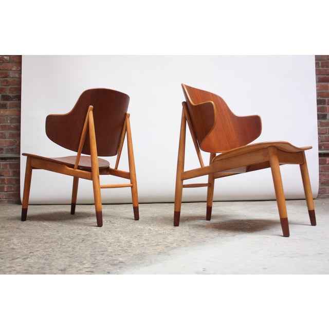 Ib Kofod-Larsen Danish Sculptural Shell Chairs in Teak and Beech - a Pair For Sale - Image 13 of 13