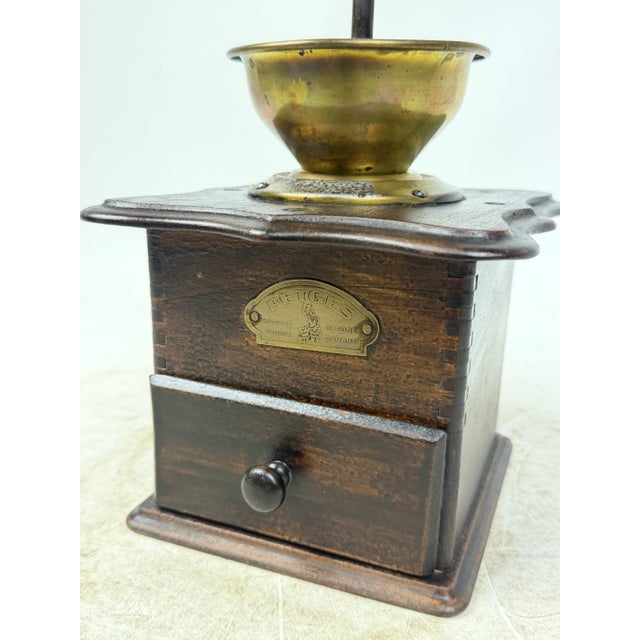 Antique Wooden and Brass Coffee Grinder, 1930s For Sale - Image 4 of 11