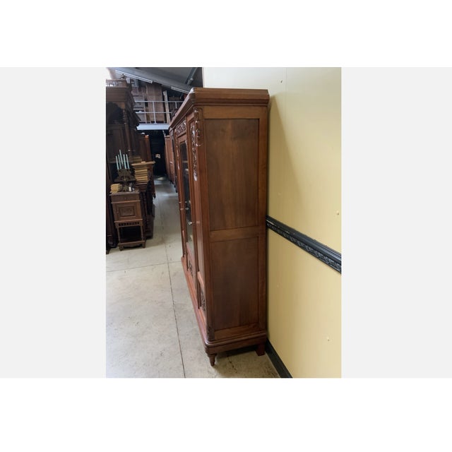 Antique Art Nouveau Walnut Bookcase, 1910 For Sale - Image 3 of 12
