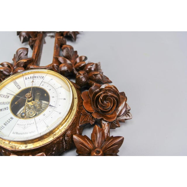 Black Forest Style Carved Walnut Barometer, Germany, 1920s For Sale - Image 6 of 18