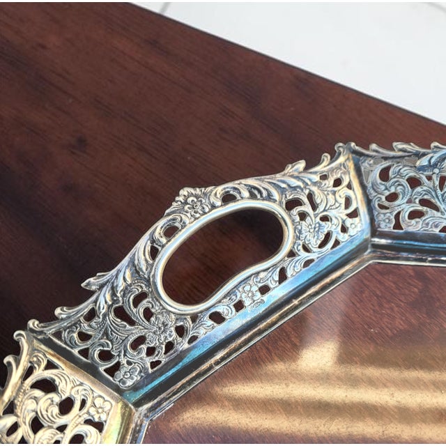 Brown Mid-Century Dutch 835 Silver-Mounted Mahogany Serving Tray by Hooijkaas Schoonhoven, 1950s For Sale - Image 8 of 11