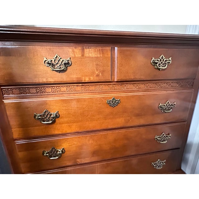 Stanley Furniture Vintage Late 20th Century Stanley “Open Home” Highboy Dresser For Sale - Image 4 of 11
