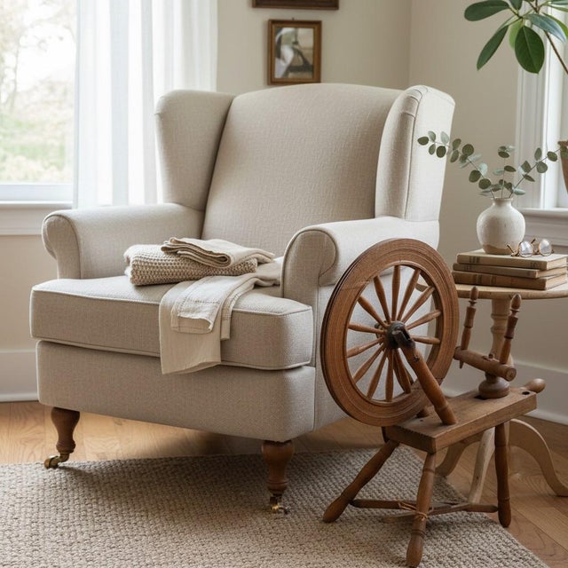 Farmhouse Antique Petite Spinning Wheel-Primitive Farmhouse-Textile-Display-Rustic-Country For Sale - Image 3 of 11
