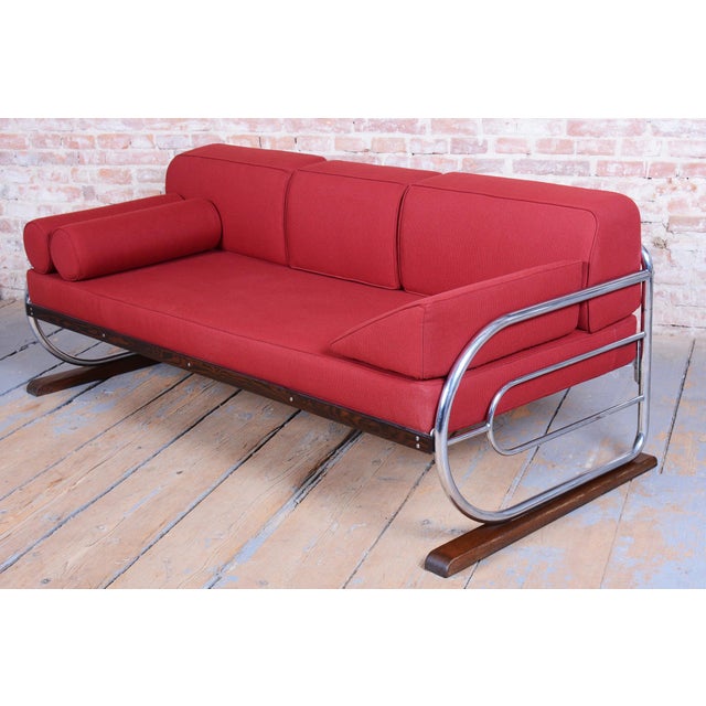 1930s Bauhaus Sofa in Chrome-Plated Steel by Robert Slezák, Czech, 1930s For Sale - Image 5 of 16