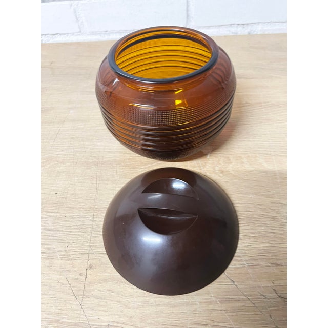Art Deco 1930s Art Deco Amber Glass & Bakelite Tobacco Jar/Humidor For Sale - Image 3 of 3