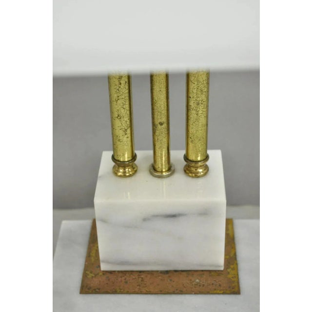 Metal Vintage Mid Century Modern Art Deco Marble & Brass Bankers Desk Lamp W/ Shade For Sale - Image 7 of 12