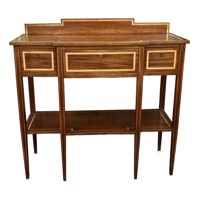 George III Style Satinwood Inlaid Mahogany Serving Table For Sale