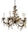 Vintage Gold Leaf Crystal Chandelier with 6 Lights, 1950s For Sale
