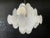 Vintage Italian Murano chandelier in Vistosi style. The chandelier has 36 fantastic iridescent alabaster white discs in a...