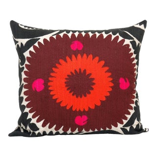 Suzani Pillow Cover Fashioned From a Vintage Suzani For Sale