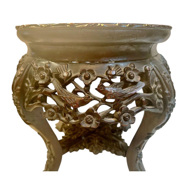 1900s Chinese Rosewood and Marble Stand For Sale - Image 4 of 8