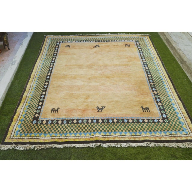 Boho Chic Large Gabbeh Rug in Hand Knotted Wool, 1990s For Sale - Image 3 of 11