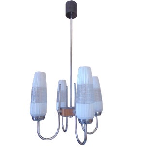 Vintage Nickel Plated Brass Chandelier, 1970s For Sale