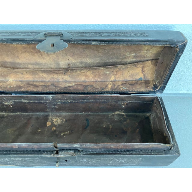 Antique Chinese Leather Document Case For Sale - Image 10 of 11