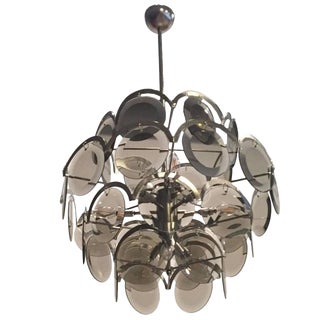 Italian Mid-Century Vistosi Glass Disks Chandelier For Sale