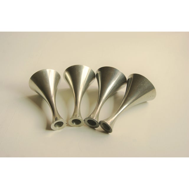 1960s Set of 4 Art Deco Minimalist Design Candle Holders by Just Andersen From the 1940s For Sale - Image 5 of 12