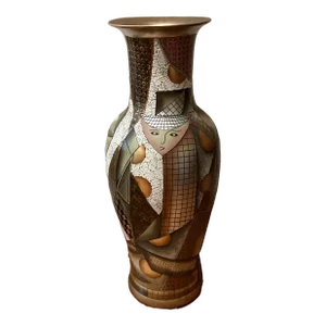 Alexander Kalifano Large Modern Impressionist Art Floor Vase, Circa 1980s