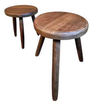 Vintage Beech Wood Stools, 1960s, Set of 2