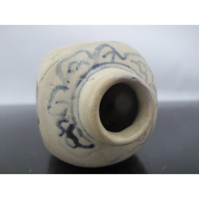 Ceramic Annamese Vietnamese Blue & White Floral Ceramic Square Jarlet Vase For Sale - Image 7 of 8