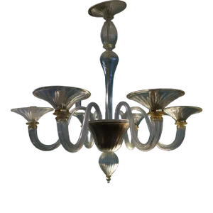 Zonchi Hand Blown Murano Glass Chandelier With 24k Gold Flecking Signed