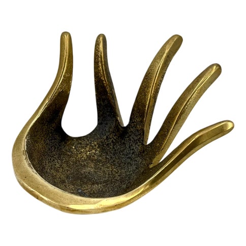 Mid-Century Hand Ashtray in Brass attributed to Walter Bosse for Herta Baller, Austria, 1950s For Sale