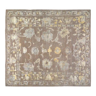 Turkish Wool Oushak Hand Knotted Rug,9'X9'10" For Sale