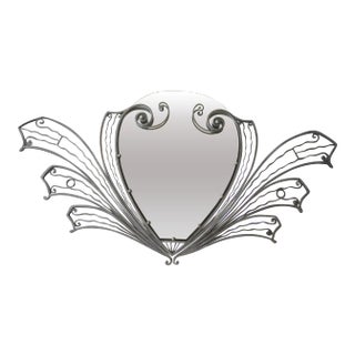 Antique French Art Deco Highly Wrought Iron Wall Mirror For Sale