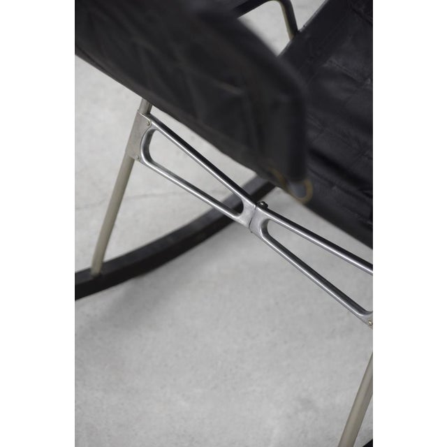 Postmodern Black Leather Rocking Chair by Takeshi Nii, 1950s For Sale - Image 4 of 18
