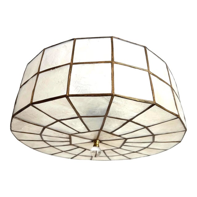 Mid Century Capiz Shell Ceiling Light For Sale