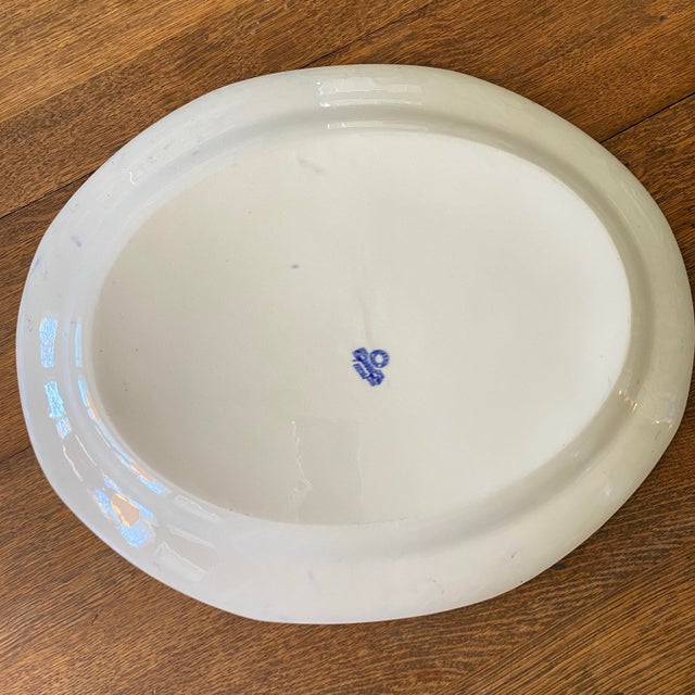 English Antique Blue and White Whieldon Ware "Corona" Platter - Made in England For Sale - Image 3 of 9