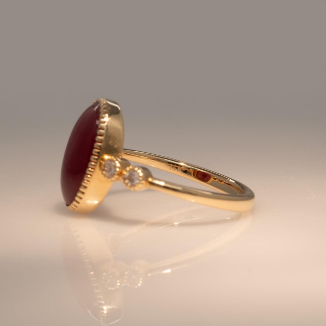 Red 3.5Ct Star Ruby Ring With Earth Mined Diamonds Accents: Solid 14k Gold, Size 6.75 For Sale - Image 8 of 8