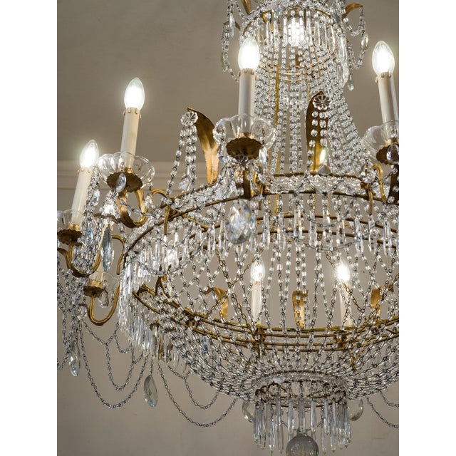 Gold Large Empire Crystal Hot Air Balloon Chandelier, Italy, 1940s For Sale - Image 8 of 18