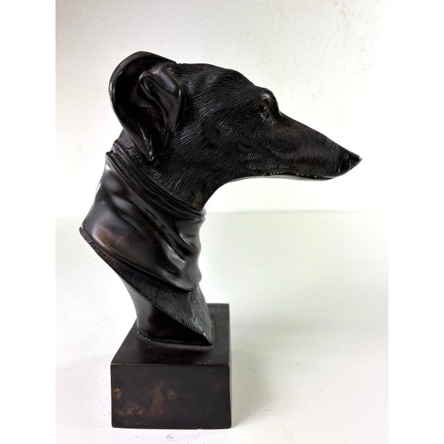 Late 20th Century Bronze Sculpture Bust of a Whippet For Sale In Philadelphia - Image 6 of 8