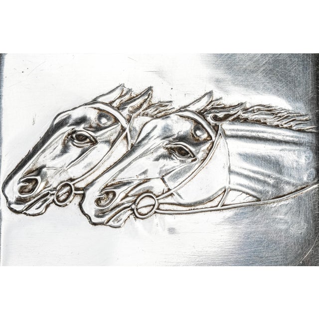 Victorian Amazing High Quality Antique Horse Equestrian Theme 875 Imperial Russian Silver Cigarette Case Holder For Sale - Image 3 of 16