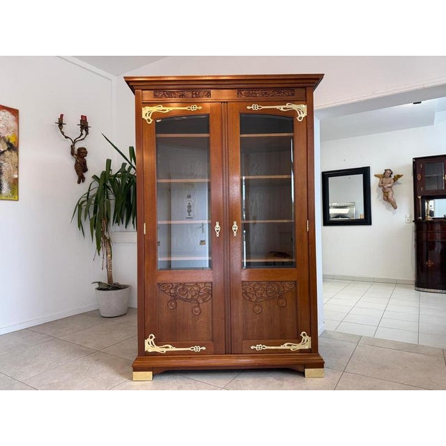 Antique Art Nouveau Glass Display Cabinet, 1920s For Sale - Image 3 of 18