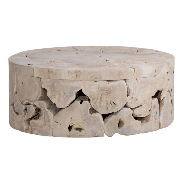 Bleached Teak Fragment Organic Coastal Coffee Table For Sale