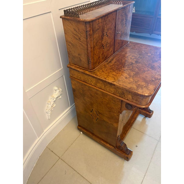 Antique Victorian Burr Walnut Davenport Desk, 1860 For Sale - Image 16 of 18