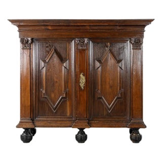 Monumental 17th Century Dutch Cabinet in Sculpted Oak For Sale