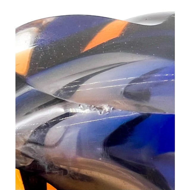 20th Century Somerso Murano Glass Shell- Blue, Orange and Transparent For Sale - Image 9 of 12