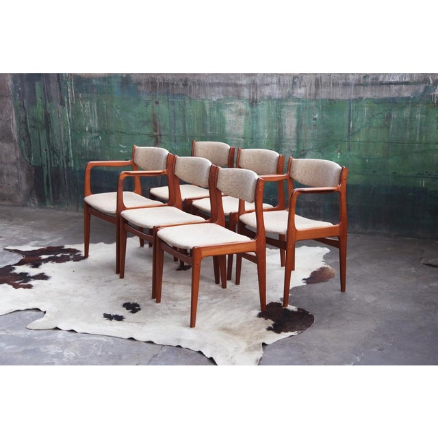 1970s Vintage Danish Teak Dining Table and Chairs, 1970s, Set of 7 For Sale - Image 5 of 14