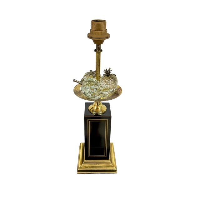 Metal Hollywood Regency Table Lamp with Glass Fruit from Maison Charles, France, 1970s For Sale - Image 7 of 10