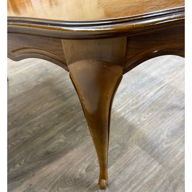 Brown Vintage French Provincial Style Dining Table With Extension Two Leaves For Sale - Image 8 of 16