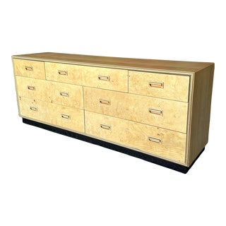 Henredon “Scene Ii” Burl Wood and Oak 7 Drawer Dresser For Sale
