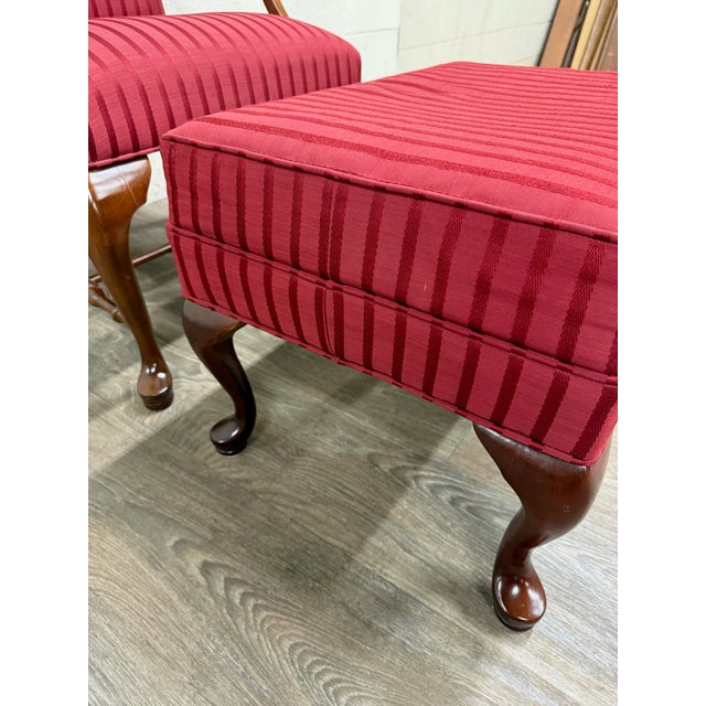 Vintage 1995 Ethan Allen Queen Anne Wingback Lounge Chair With Ottoman For Sale - Image 11 of 18