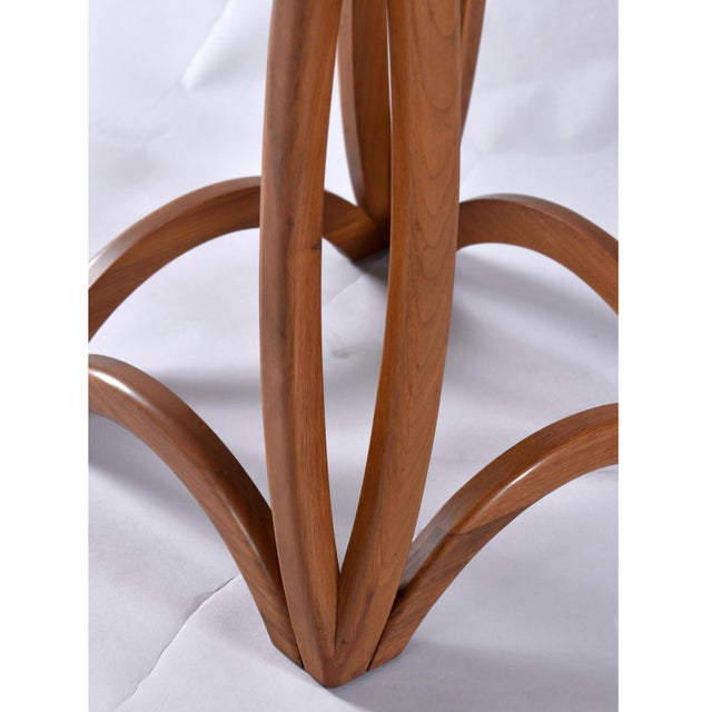 Wood Mid-Century Modern Sculptural Bentwood Pearsall Style Glass Top Pedestal Side Tables For Sale - Image 7 of 11