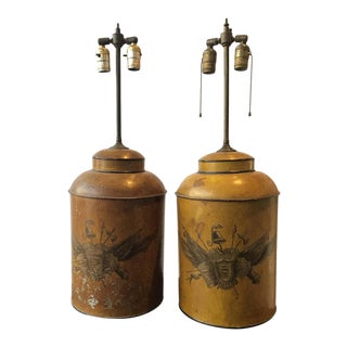 1940s Classical Tole Lamps - A Pair For Sale