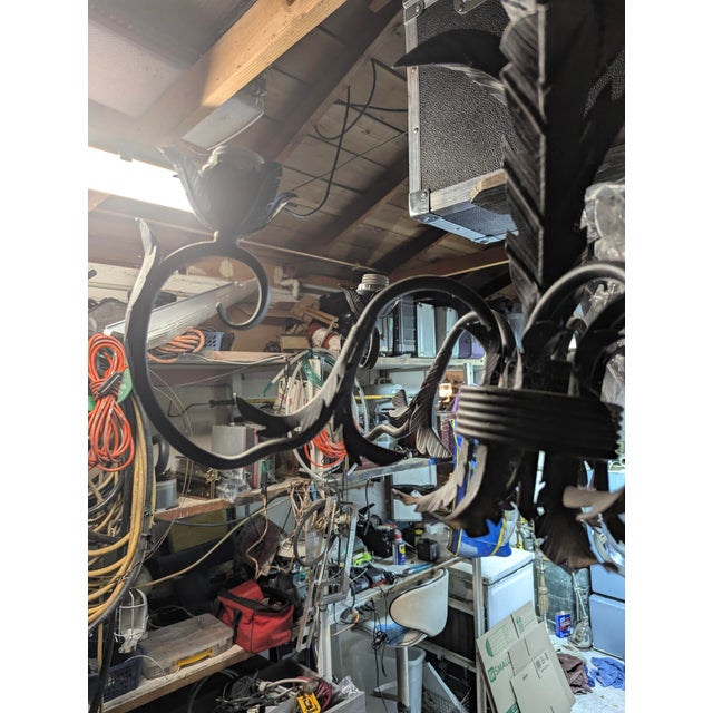 19th Century French Style Hand-Forged Wrought Iron 5-Light Chandelier For Sale - Image 9 of 16