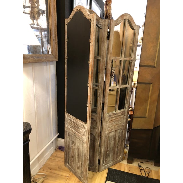 Distressed Wood 3 Panel Screen Room Divider Chairish