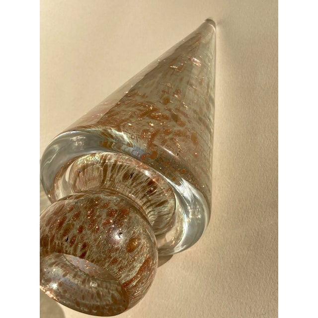 Murano Vintage Ars Cenedese Murano Art Glass Gold Sommerso Tabletop Christmas Tree Sculpture 24k Gold Flecks 1980s Pristine For Sale - Image 4 of 11