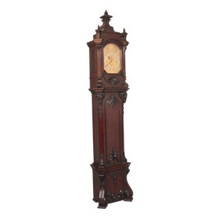 Antiqur Carved Mahogany Long Case Clock by Maples & Co of London, 1910 For Sale
